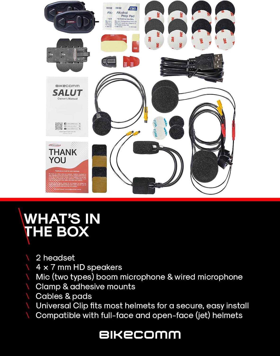 BIKECOMM Salut - Altavoces intercomunicadores para casco de motocic...