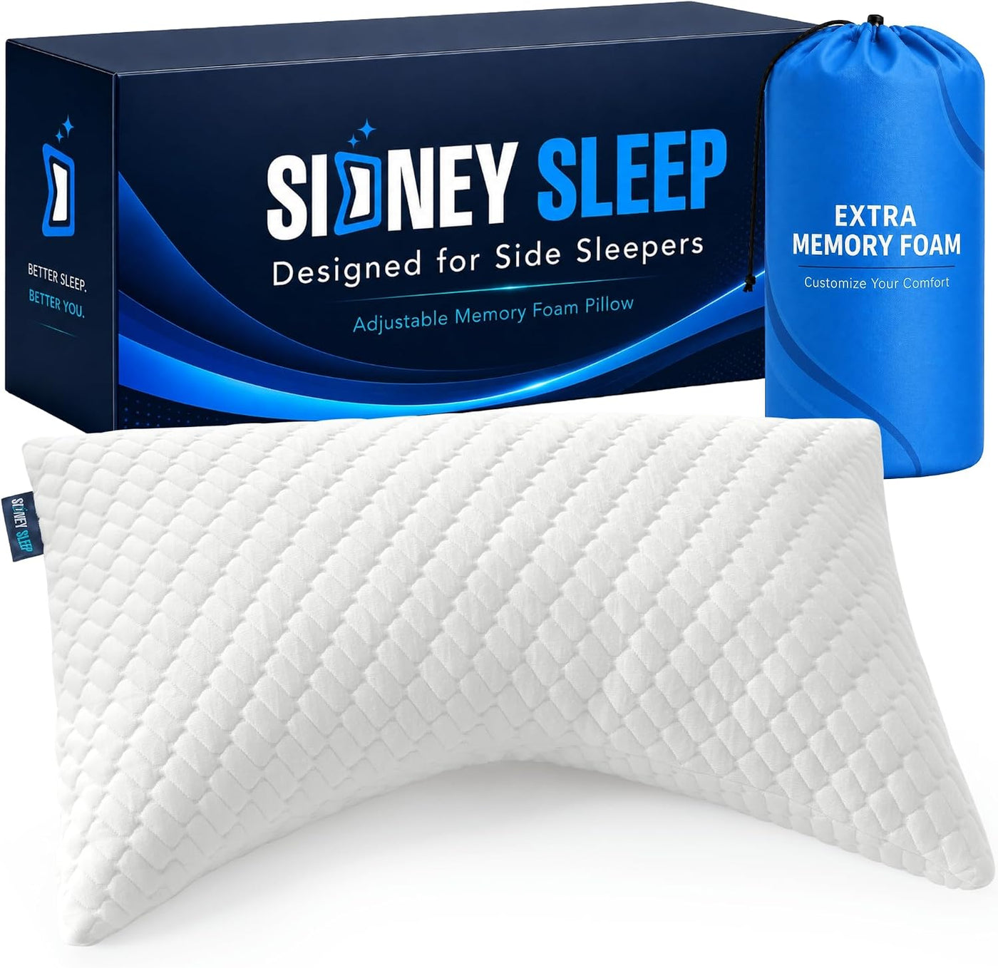 Sidney Sleep Almohada de relleno de contorno curvo ajustable, tamañ...