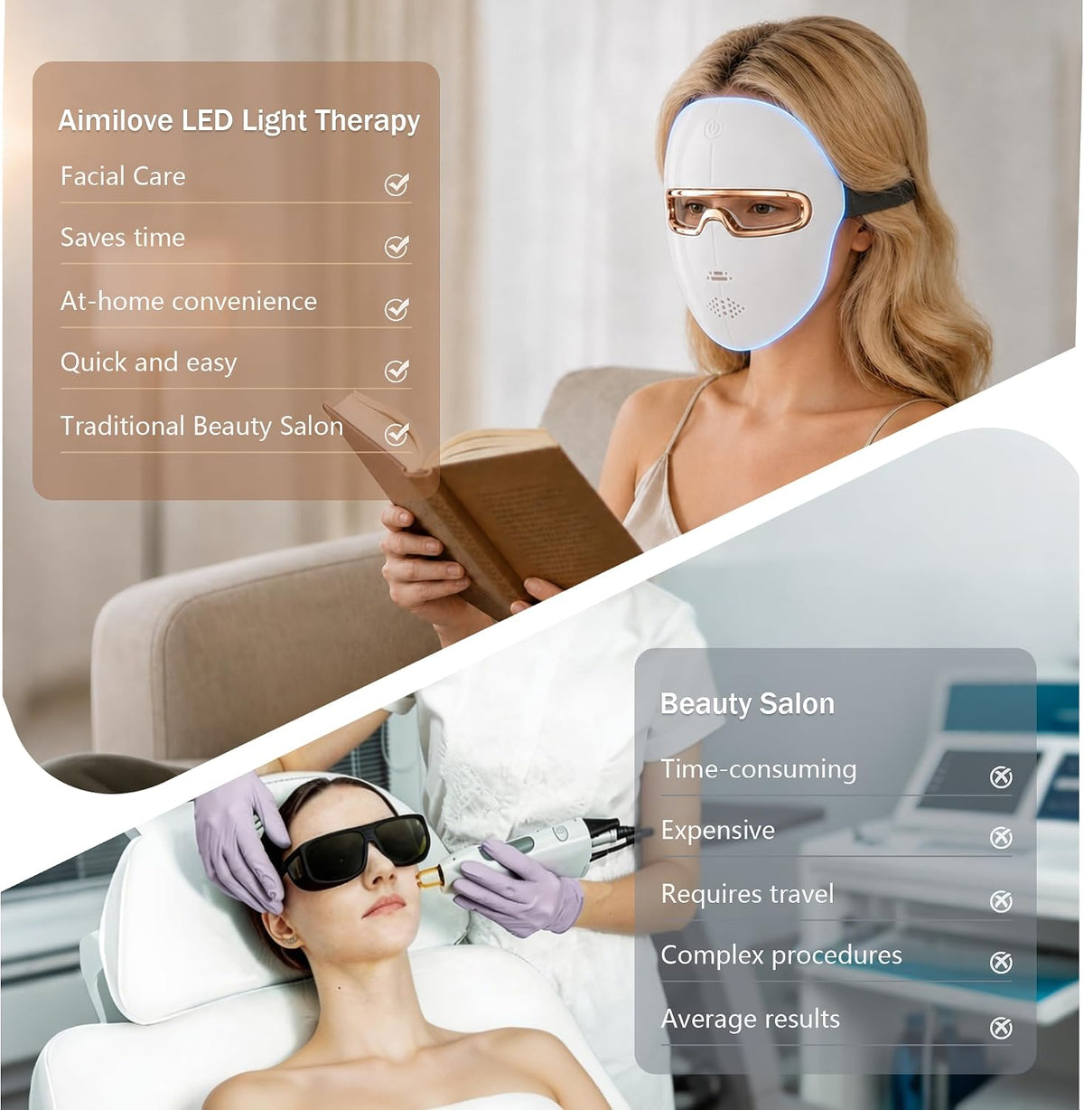 Aimilove Máscara de terapia de luz roja para cara, 850nmNIR trata e...