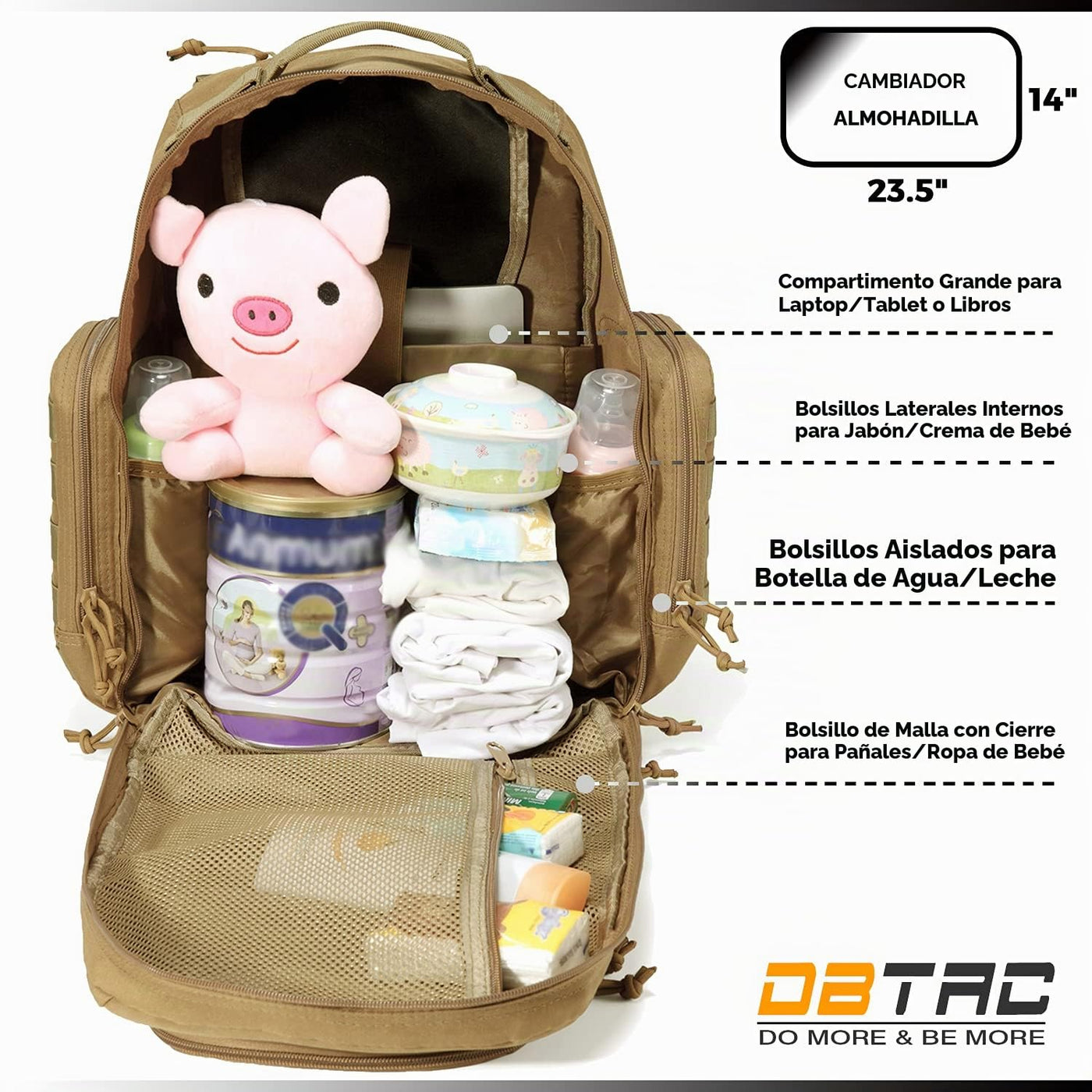 Mochila para pañales para papá, DBTAC Bolso grande para pañales de...
