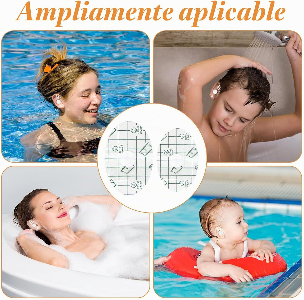 Cubiertas para los oídos para la ducha impermeables (200 L+100 pequ...