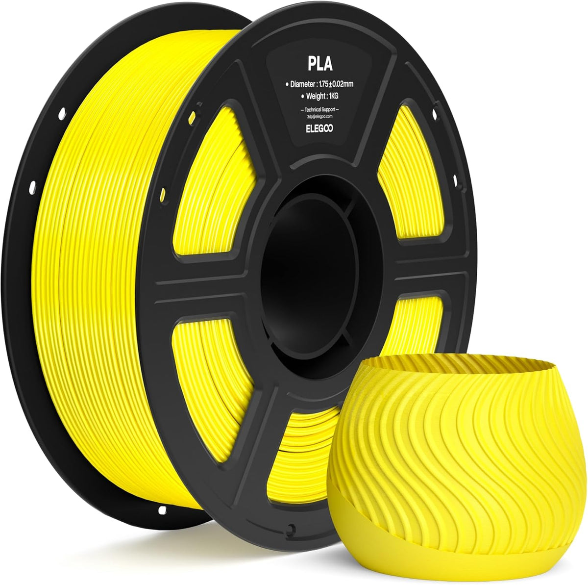 ELEGOO Filamento PLA de 1.75 mm Amarillo 1 KG, Filamento para Impre...