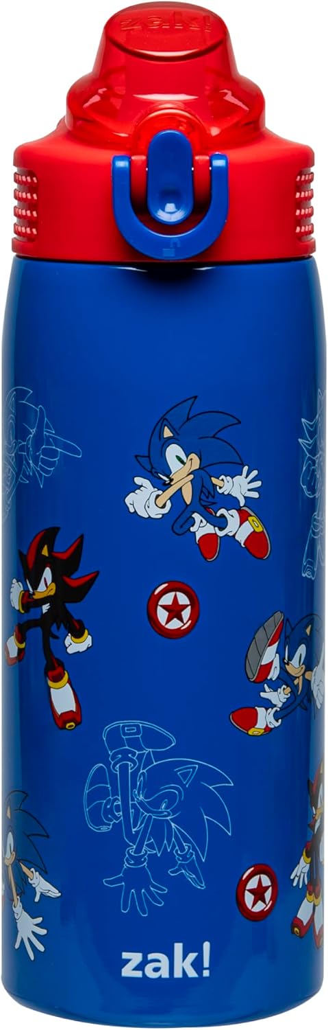 Zak Designs Sonic the Hedgehog Sage Botella de agua para niños con...