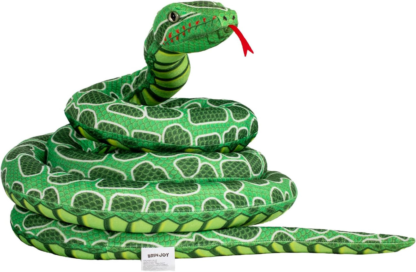 BRINJOY - Peluche de serpiente gigante de 149 pulgadas, juguete de...