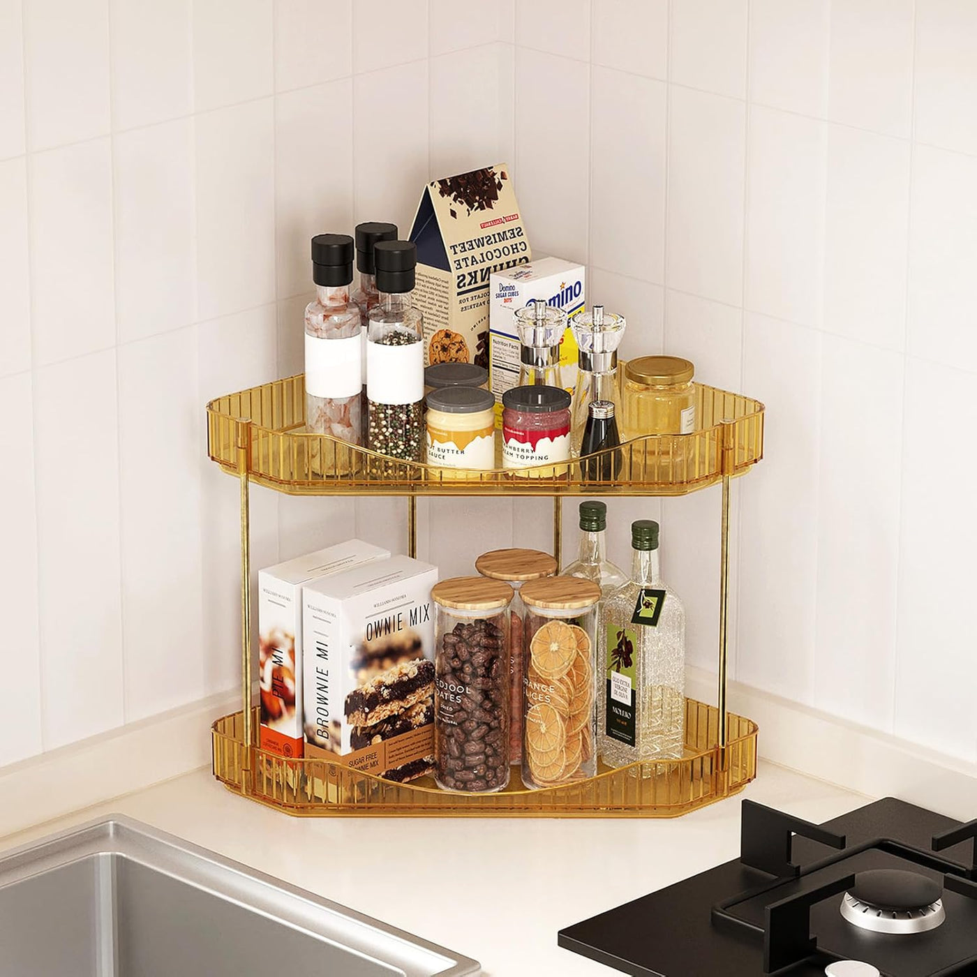 Lifewit Organizador esquinero de 2 niveles para encimera de baño, o...