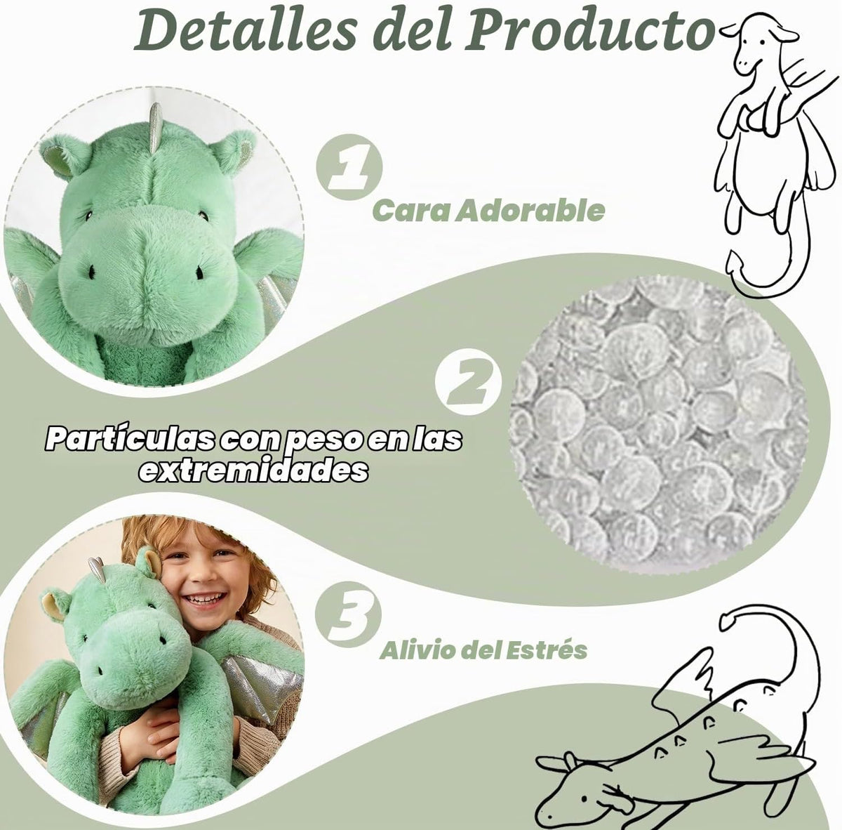 ARELUX - Peluche grande de dragón de tamaño extra, lindo pterosauri...