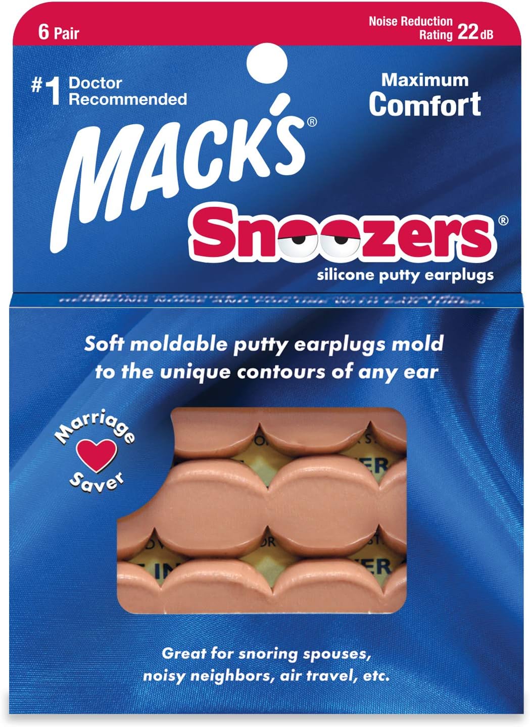 Tapones de Silicona moldeables para los oídos Macks Snoozes, B004BK...