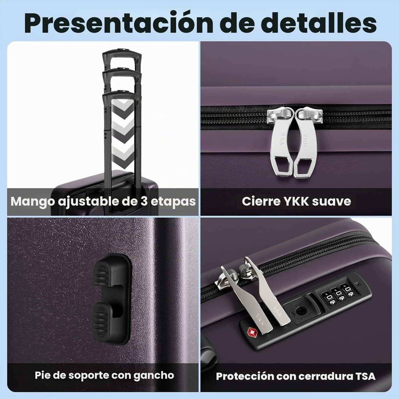 Voytra Juego de 2 equipajes, maleta de mano y comprobada con bloque...