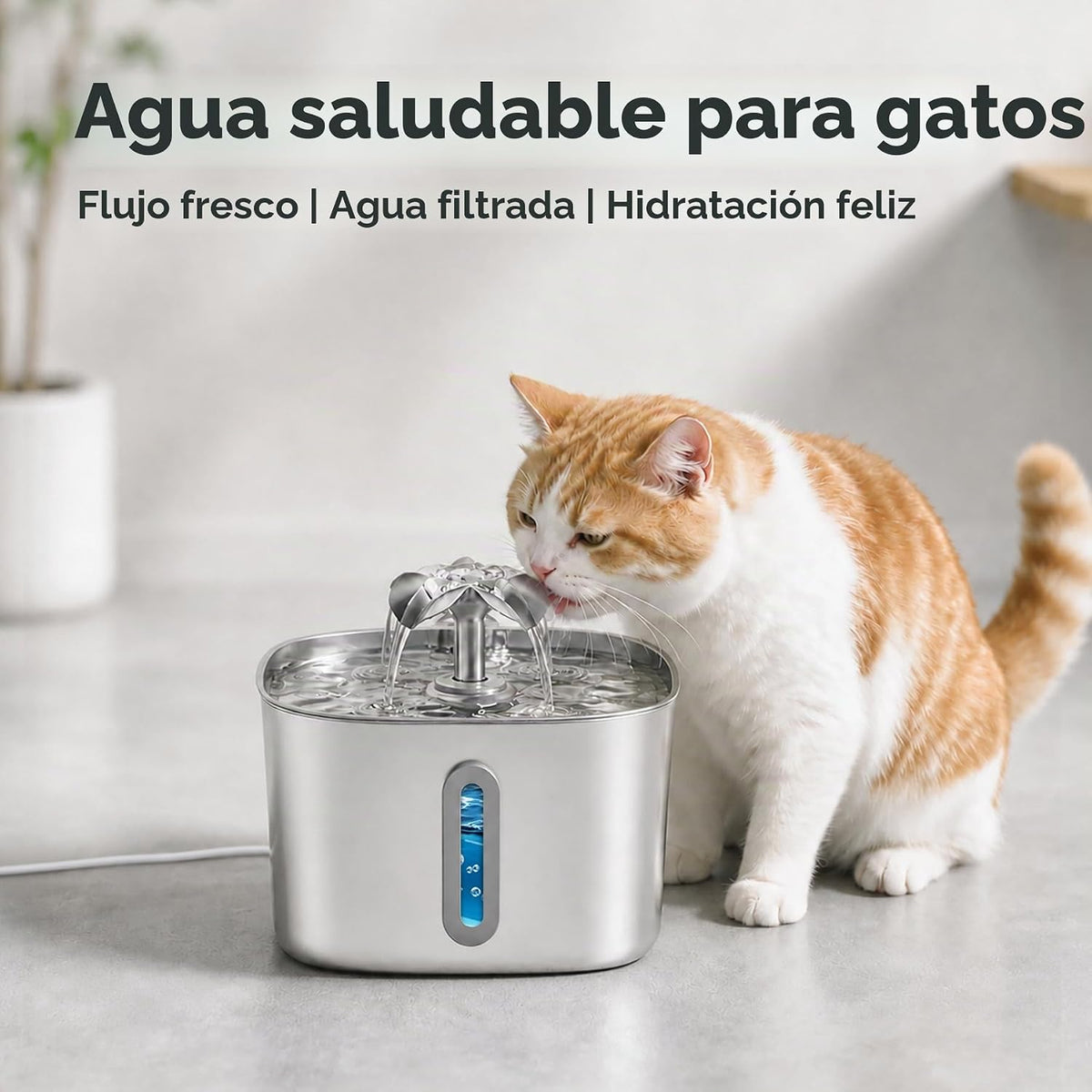 Fuente de agua para gatos de 108 oz\/3.2 L, fuente de acero inoxida...