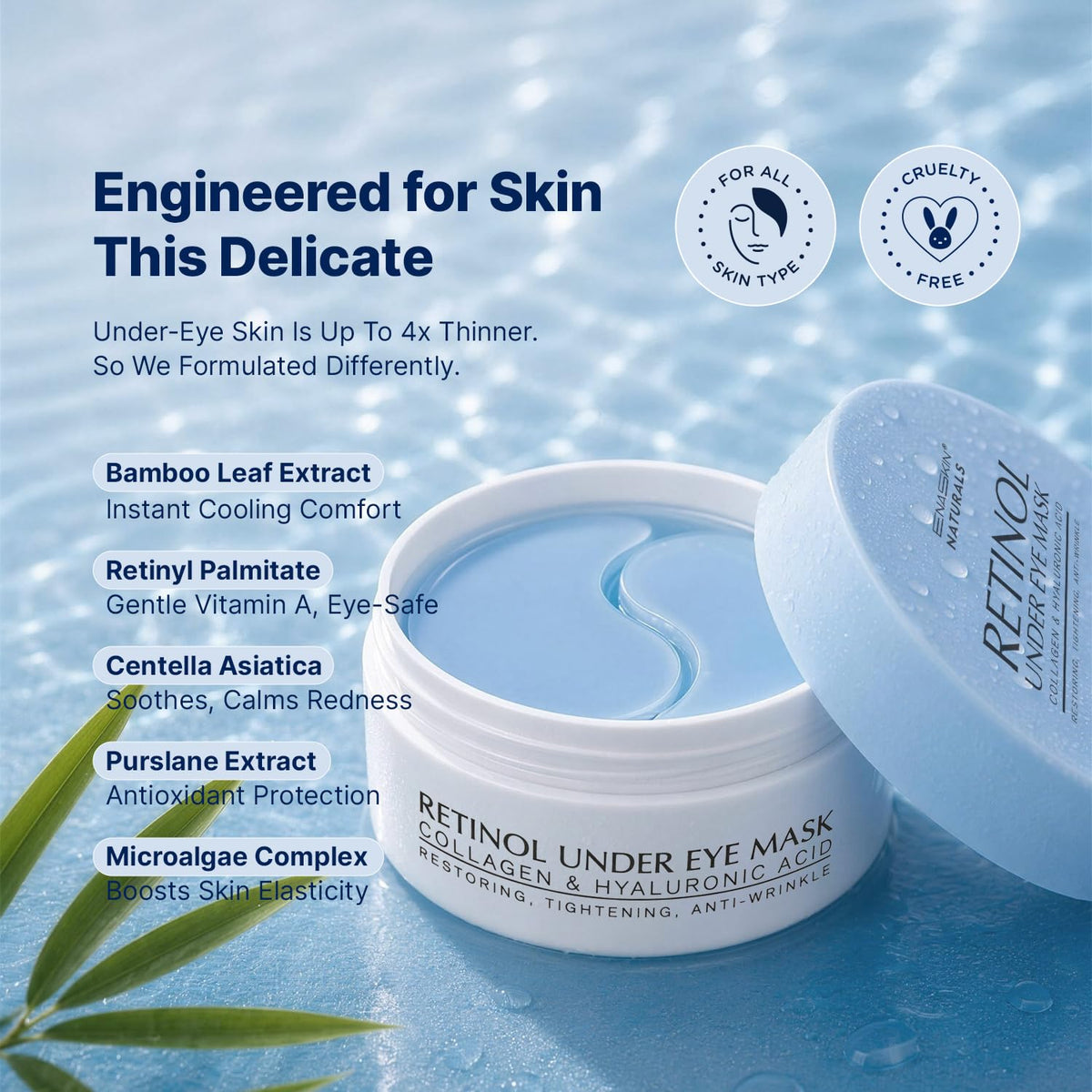 Enaskin Naturals Parches para debajo de los ojos para ojeras: 60 pa...