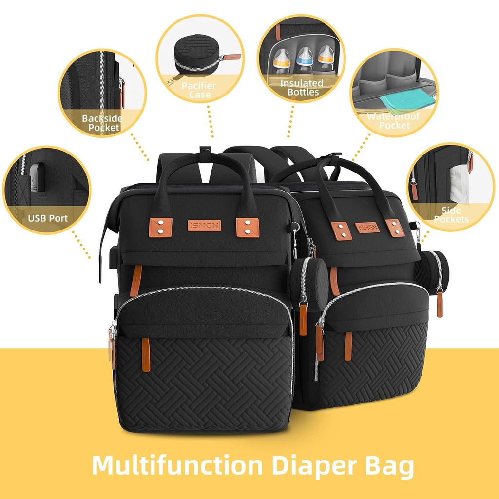 ISMGN Mochila para pañales con cambiador, bolsas de bebé para niños...