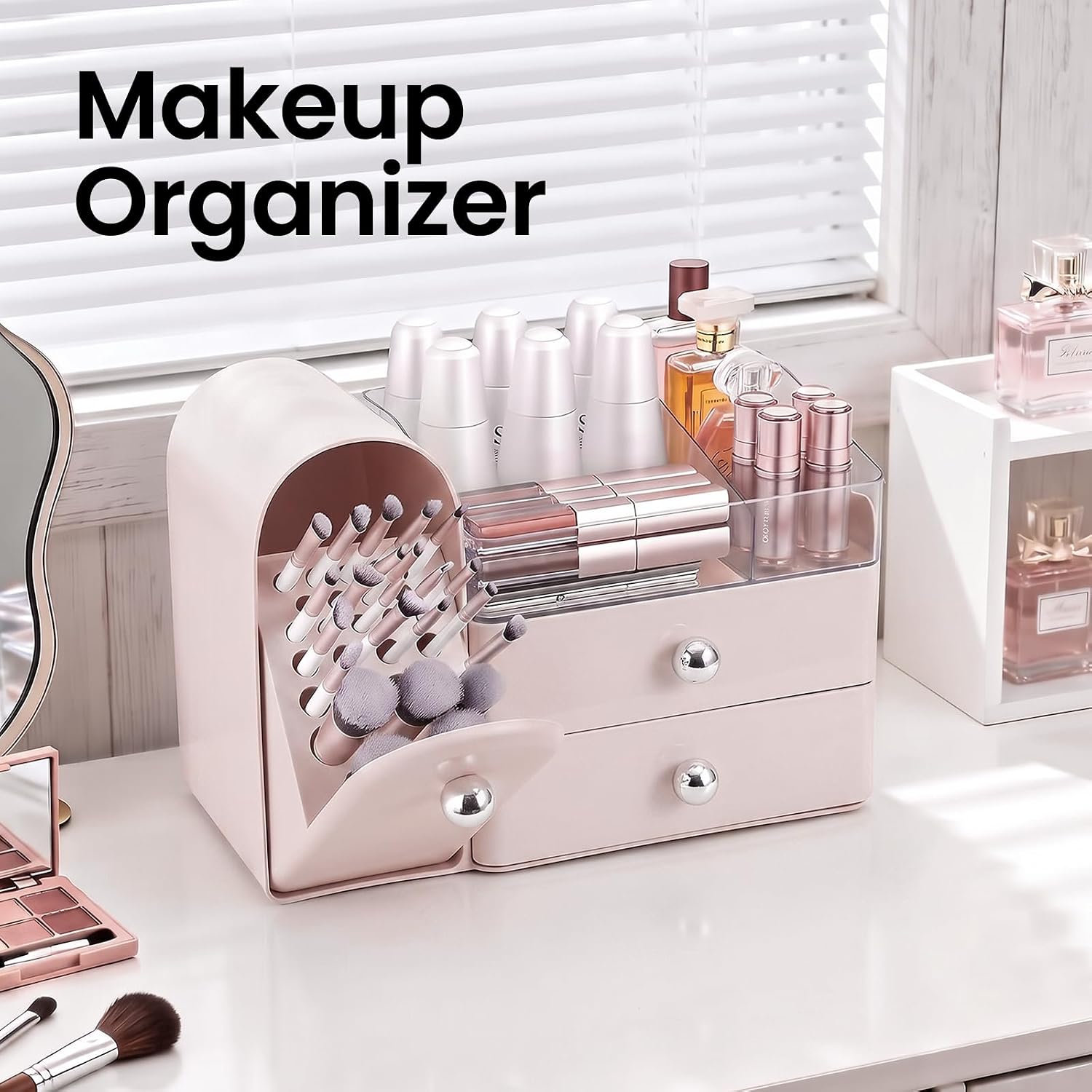 TRQWRO Organizador de maquillaje con soporte para brochas de maquil...