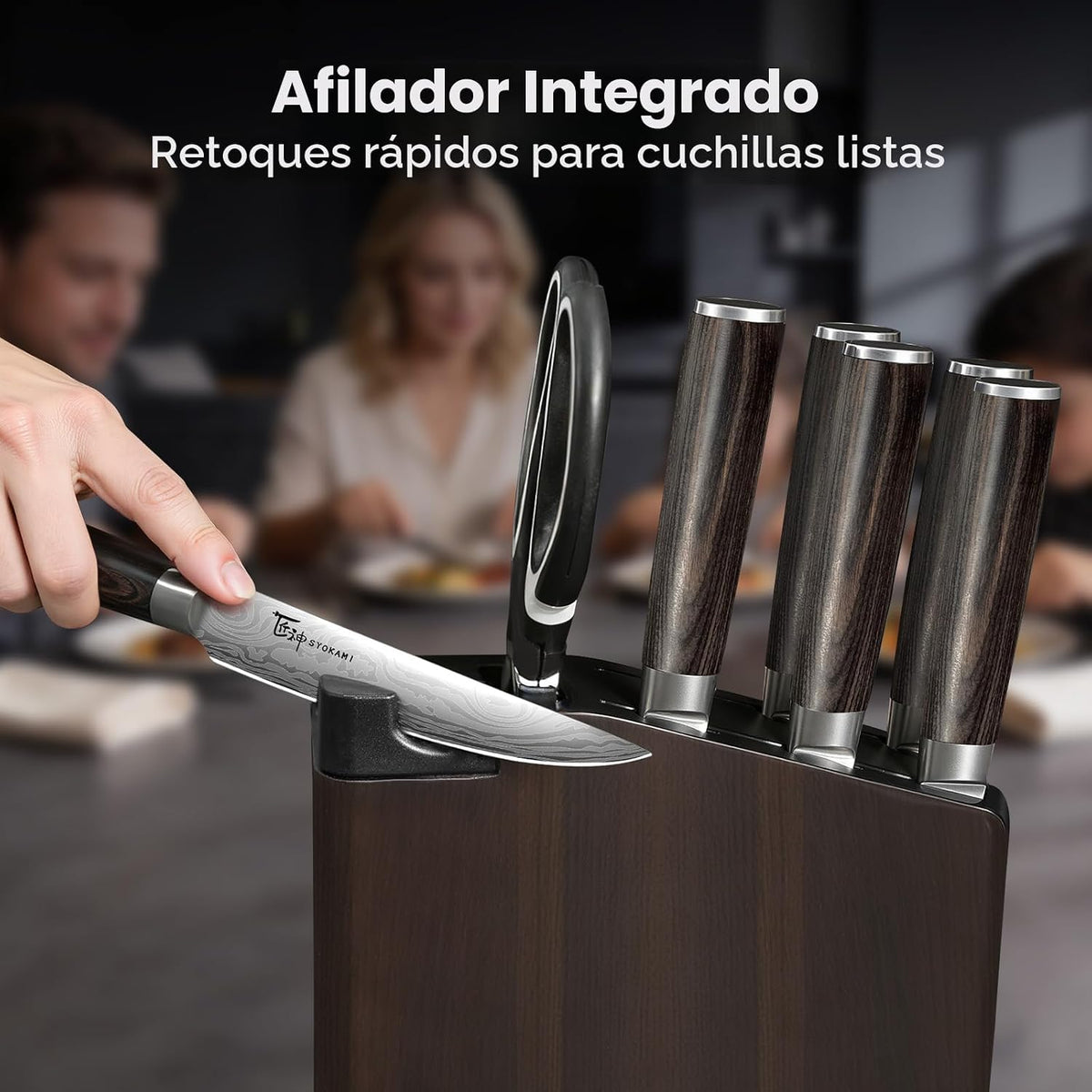 SYOKAMI Juego de cuchillos de cocina de 15 piezas con bloque magnét...