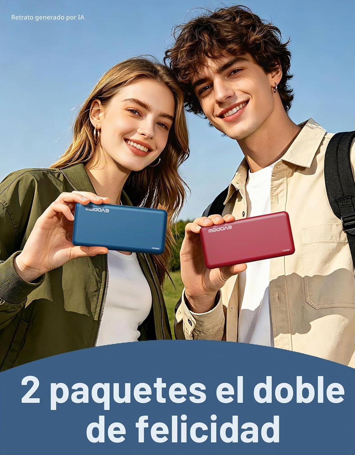 Evopow - Paquete de 2 cargadores portátiles, banco de energía de 10...