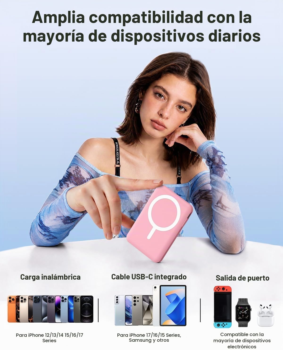 Gawegar para cargador portátil MagSafe, banco de energía magnético...
