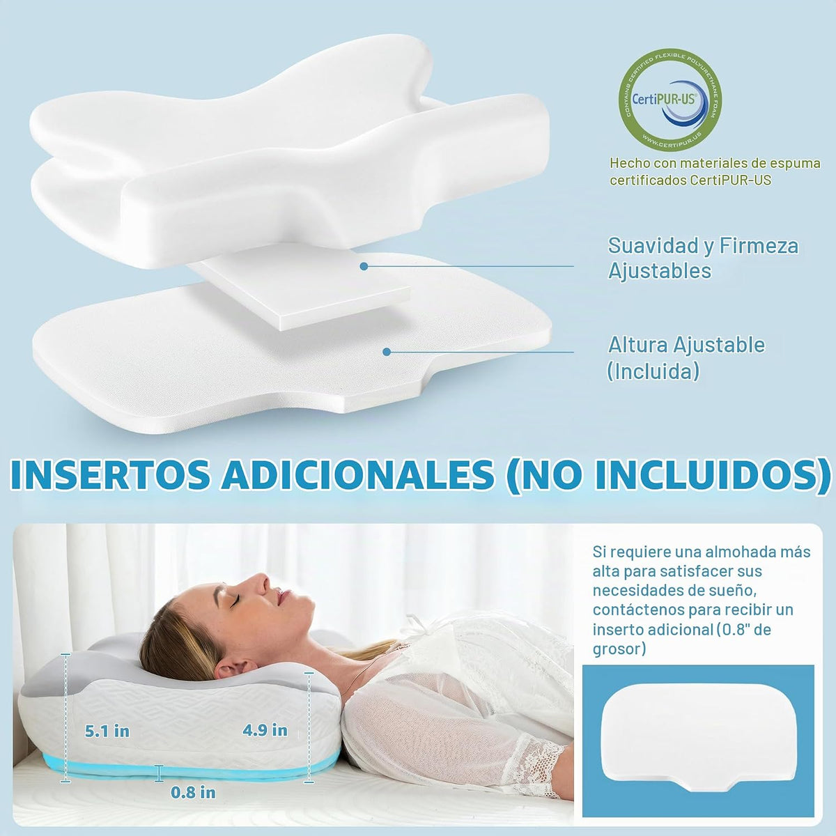 Elviros Almohada cervical para aliviar el dolor de cuello, almohada...