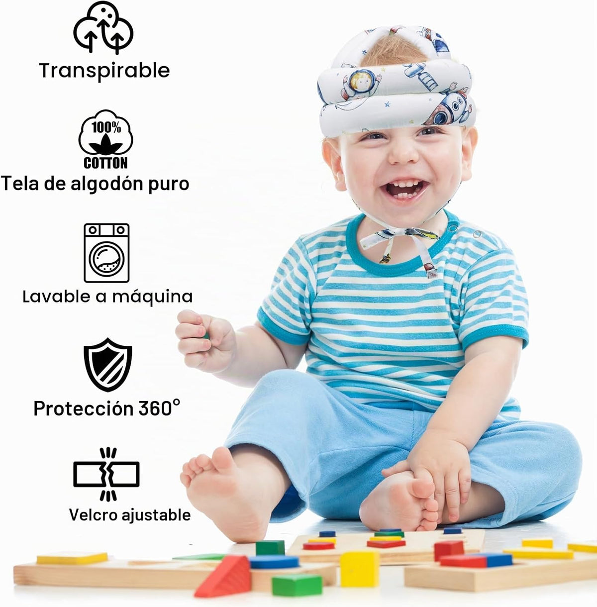 Protector de cabeza de bebé, casco infantil, sin golpes, cojín de s...