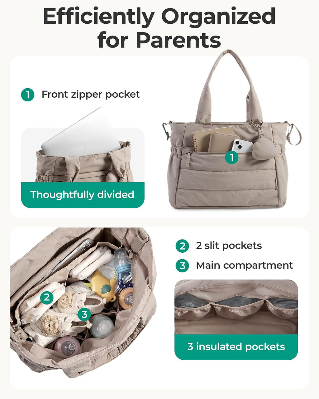 BAGSMART Bolsa de pañales, bolsa de hospital para parto de parto, b...