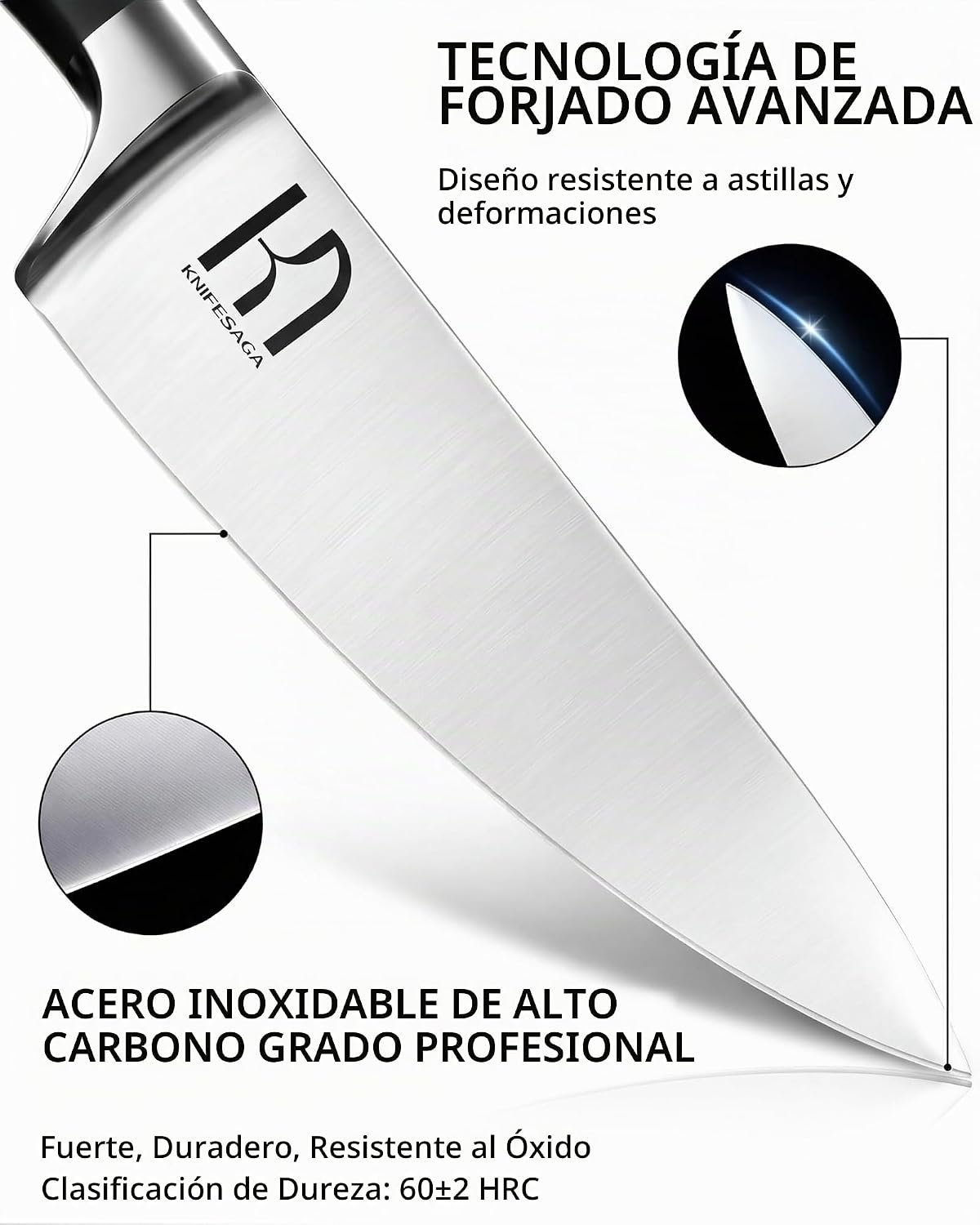 KnifeSaga - Juego de bloques de cuchillos de 15 piezas con afilador...