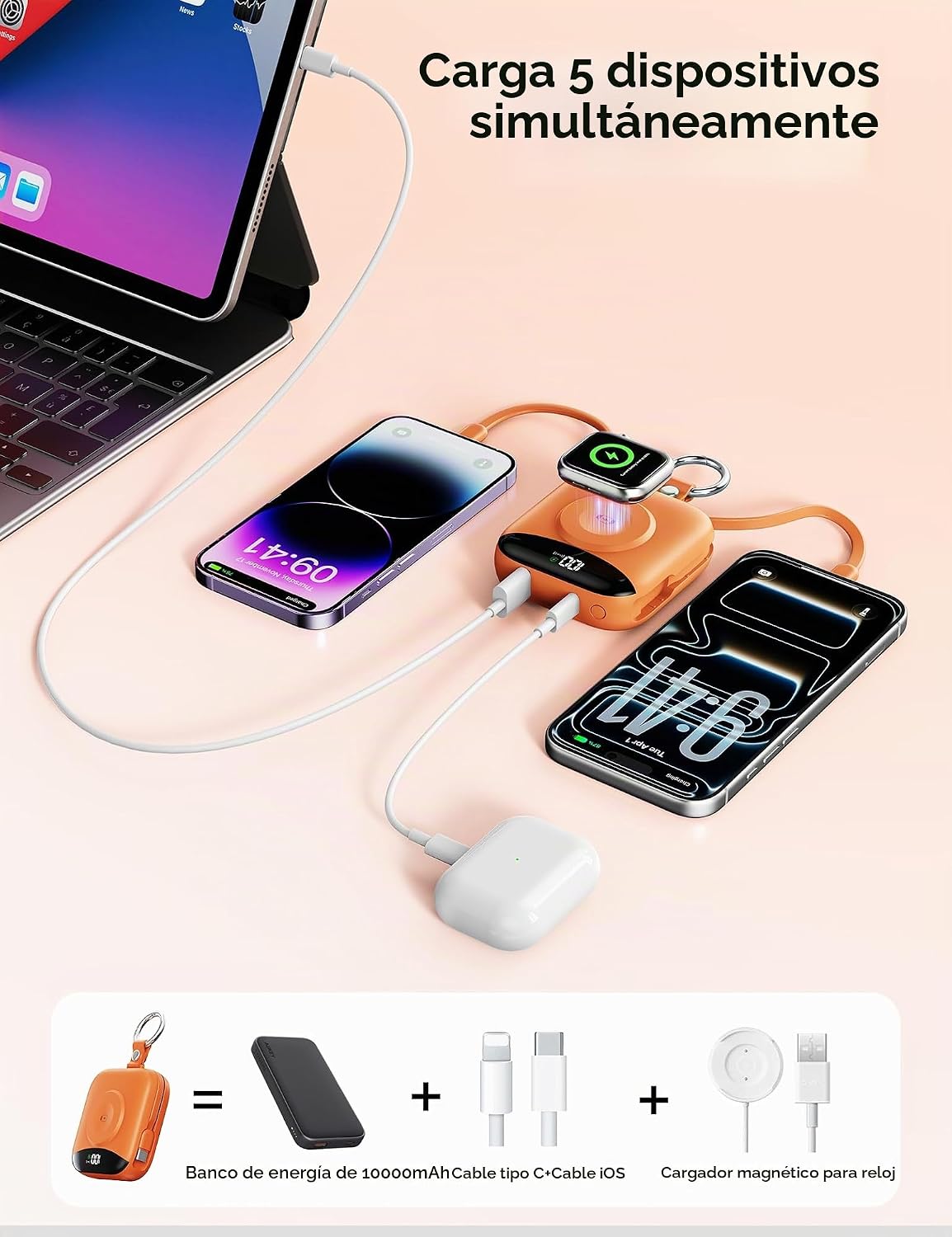 BLJIB Cargador portátil 10000mAh 22.5W Banco de energía incorporado...