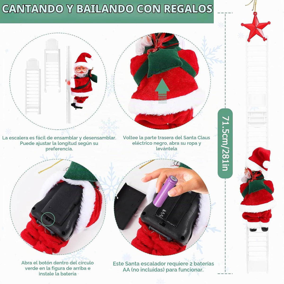 Gfilay Escalando a Papá Noel en escalera con música | Decoración de...