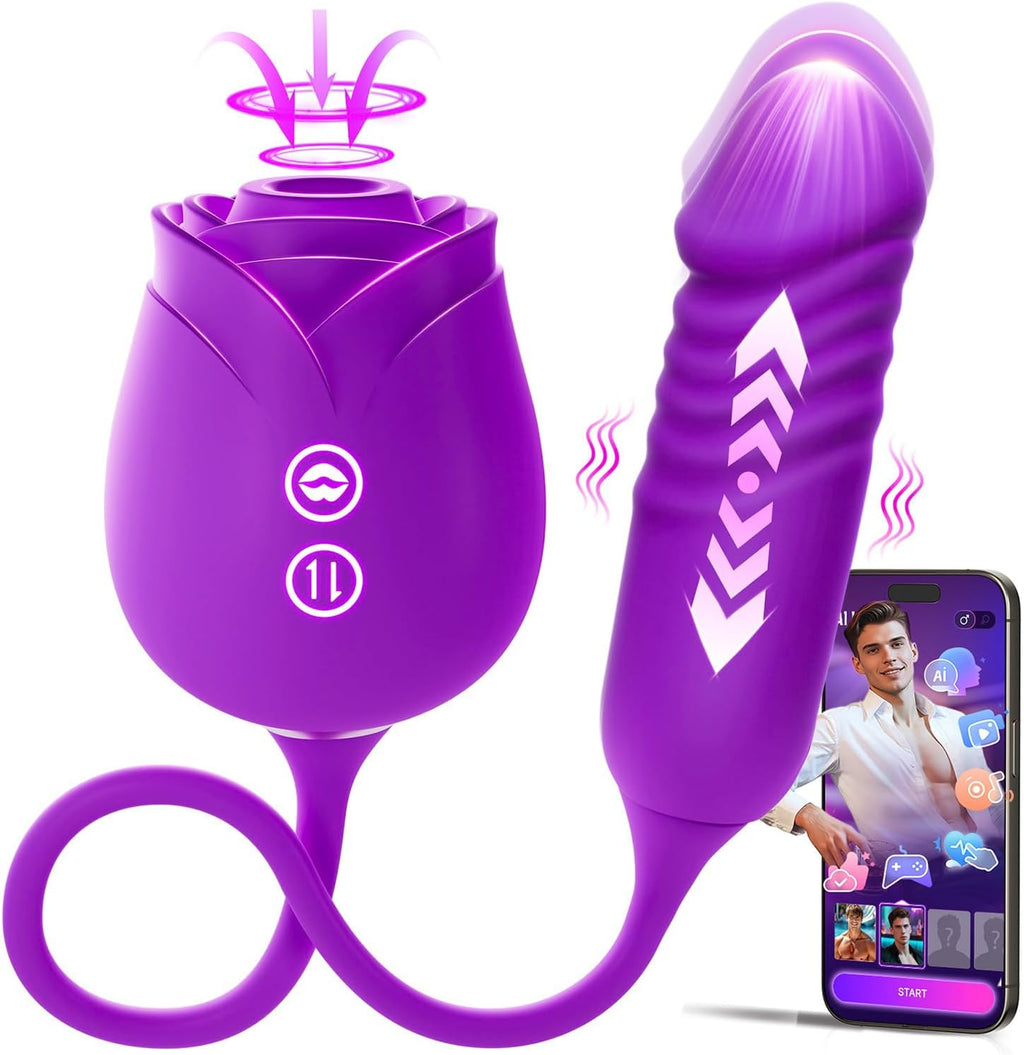 MOOLIGIRL - Vibrador de succión de rosas para mujeres, juguetes par...