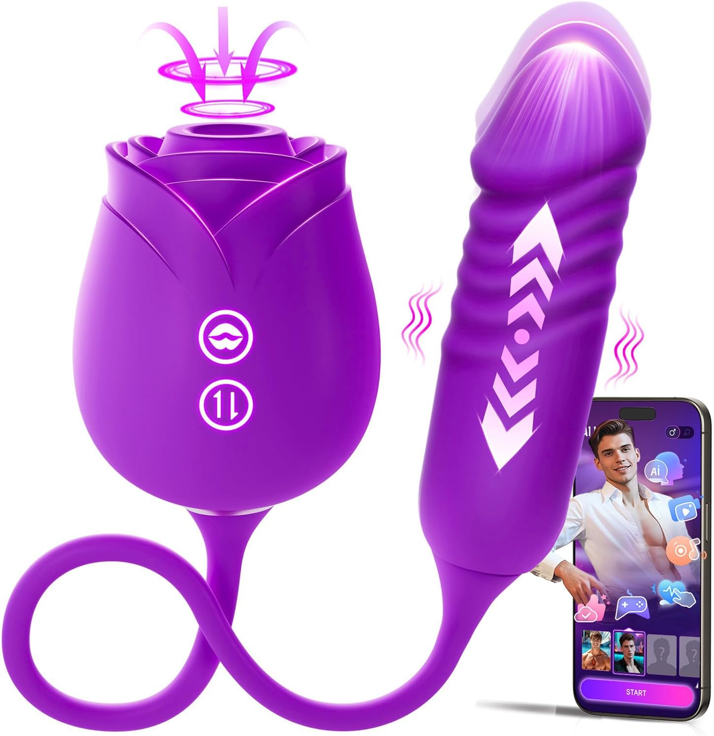 MOOLIGIRL - Vibrador de succión de rosas para mujeres, juguetes par...