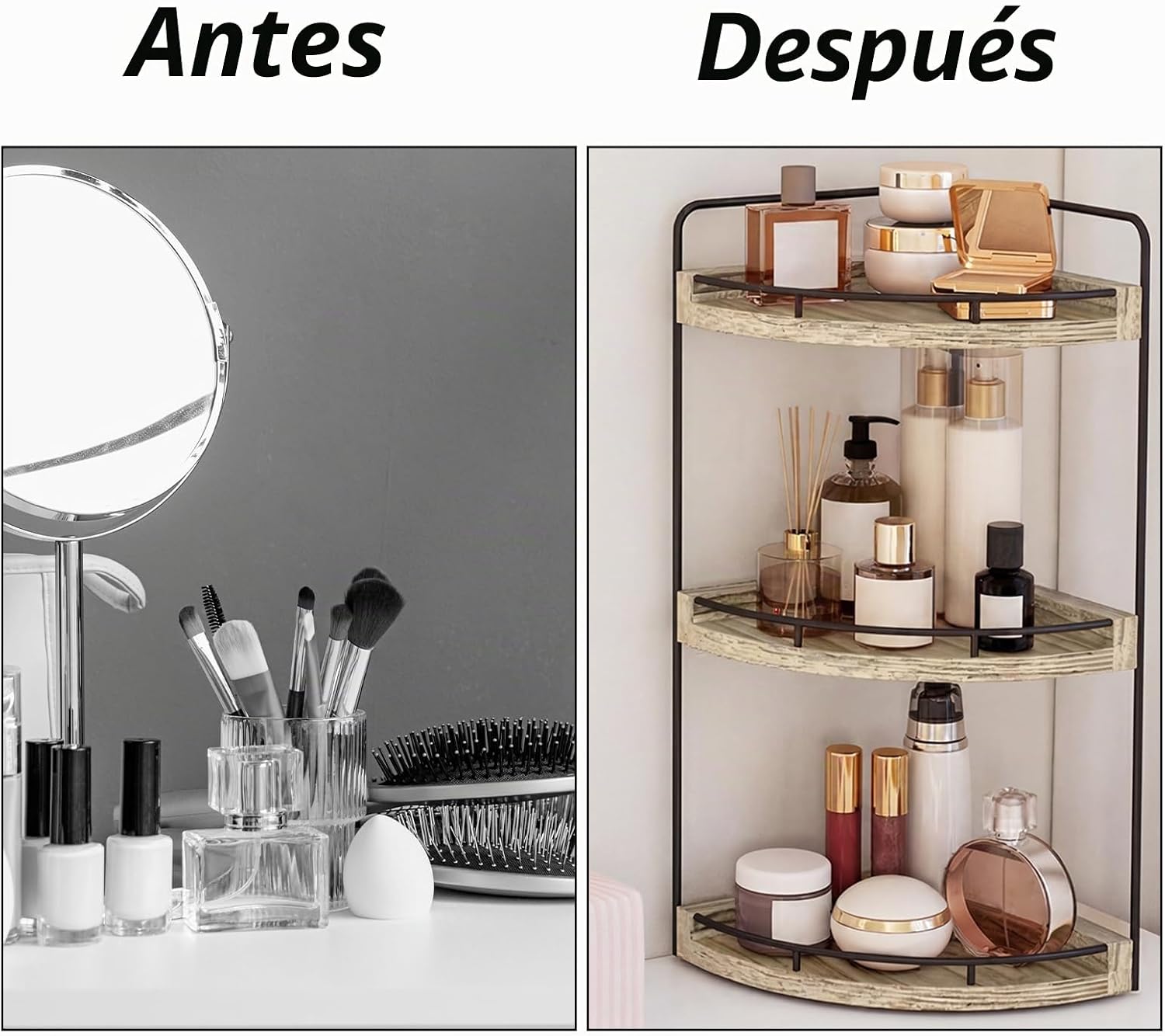 Fixwal Organizador esquinero de baño, organizador de baño rústico d...