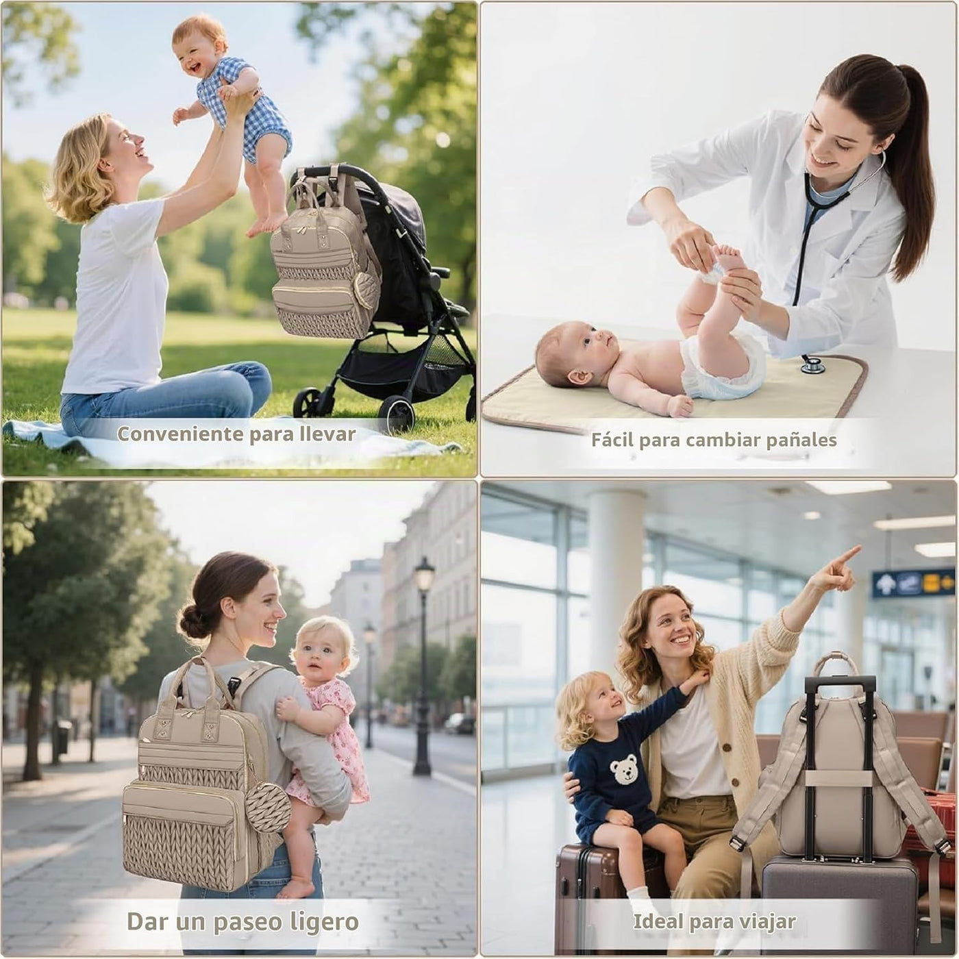 CandyHome Mochila para Pañales, Elegantes Bolsas de Pañales de Viaj...