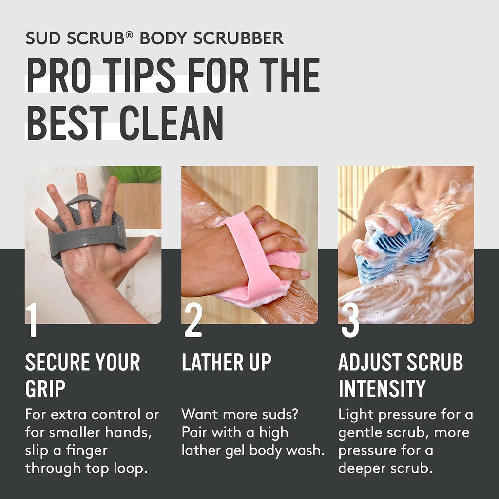 Sud Scrub® Depurador corporal de silicona antimicrobiano, cepillo e...