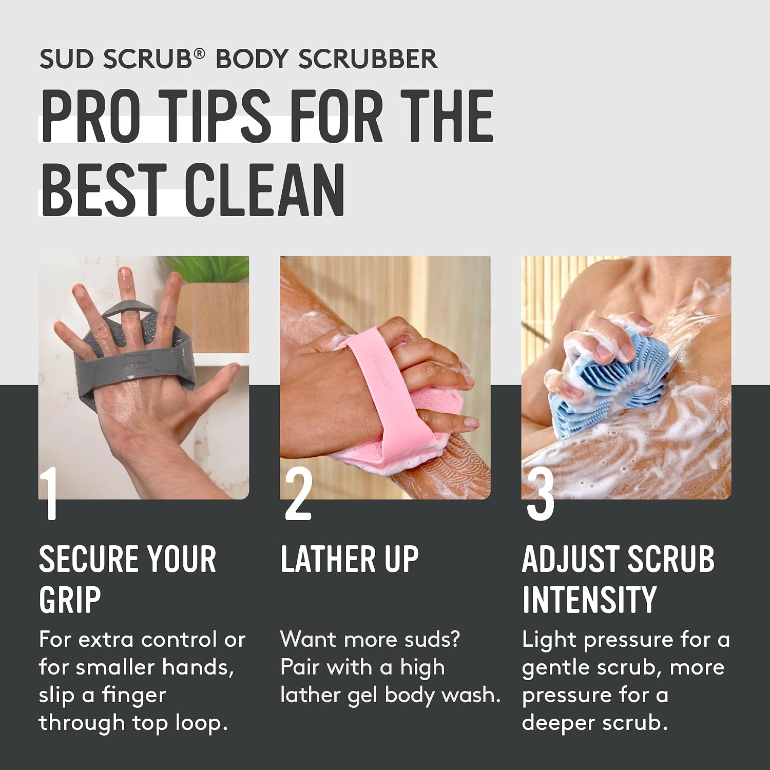 Sud Scrub® Depurador corporal de silicona antimicrobiano, cepillo e...