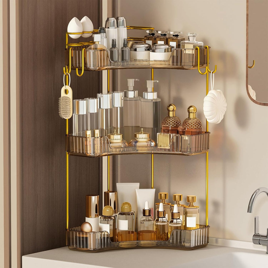 Greenby Organizador esquinero de 3 niveles, estante de maquillaje y...