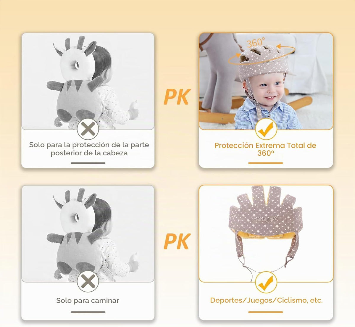 IULONEE Protector de Cabeza de Bebé Casco de Protección para Bebés...