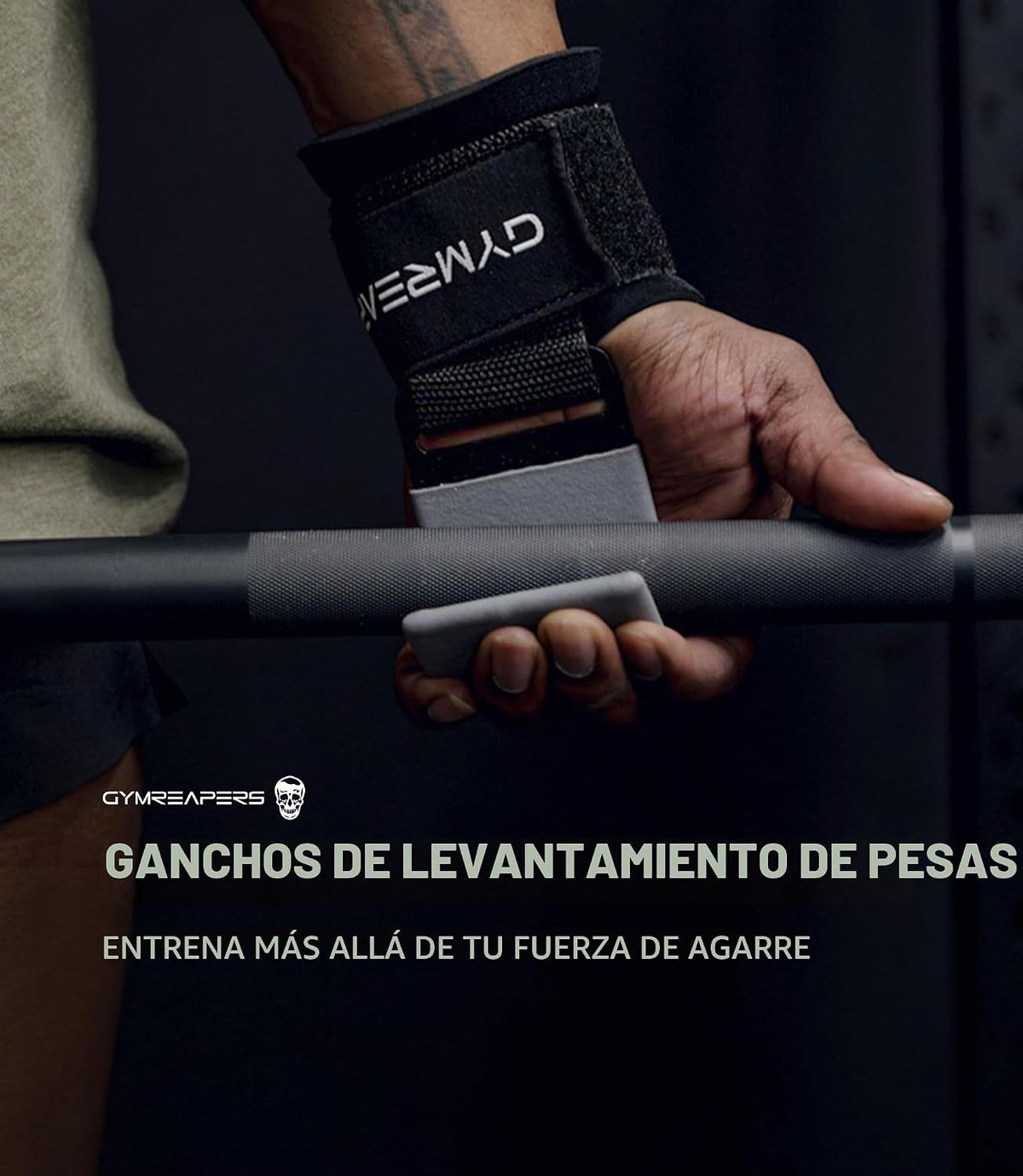 Ganchos para levantamiento de pesas Gymreapers (par), correas de mu...