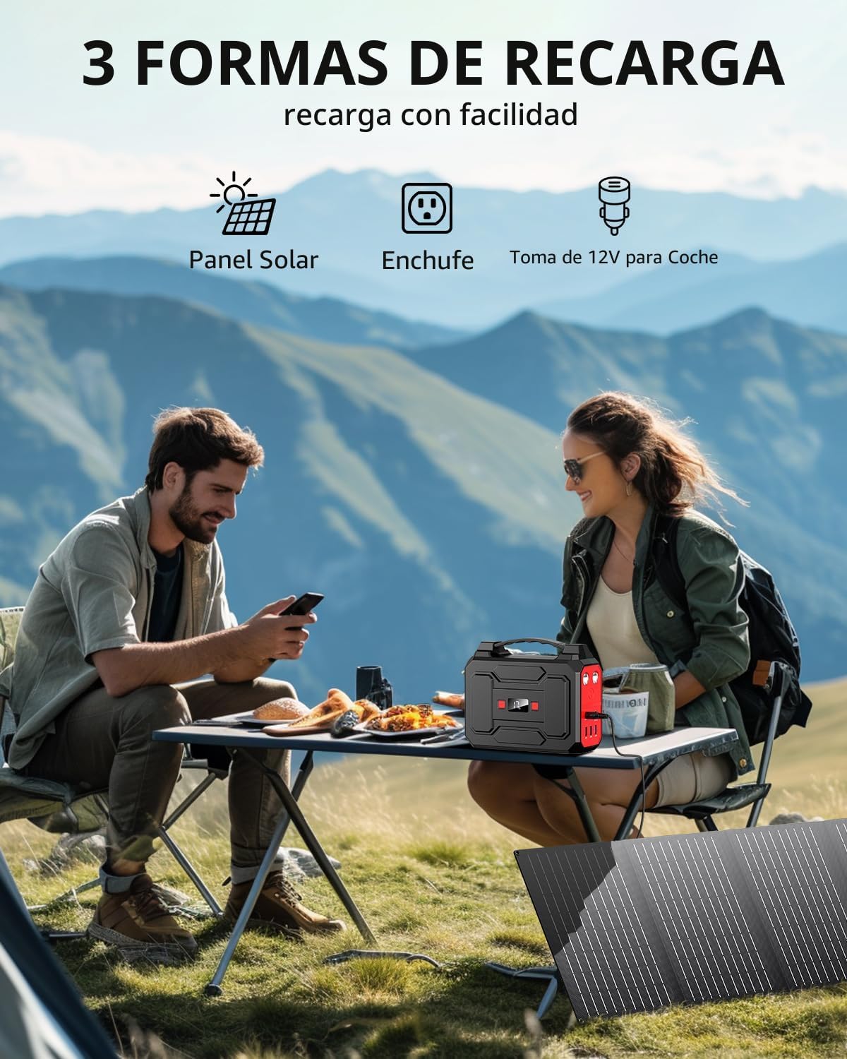 Generador de energía solar, central eléctrica portátil de 100 W con...
