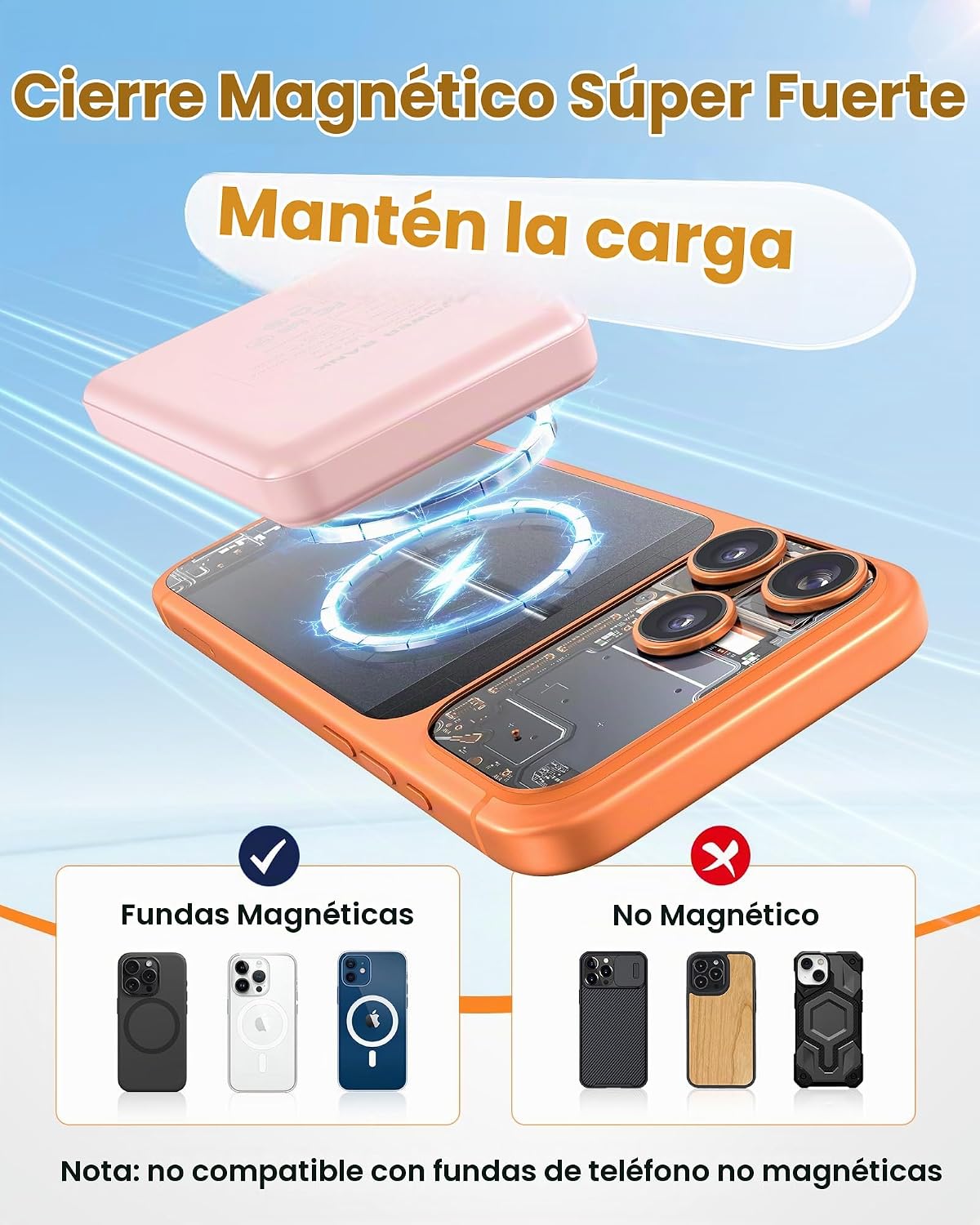 para el cargador portátil Magsafe 10000mAh batería magnética del ba...