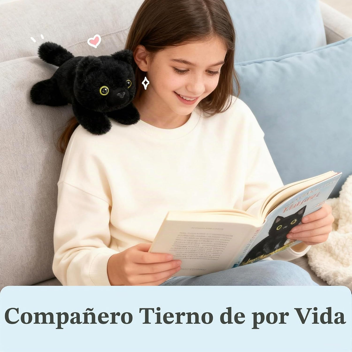 IKASA Gato Negro de Peluche, Juguetes de Peluche de 8 Pulgadas, Gat...