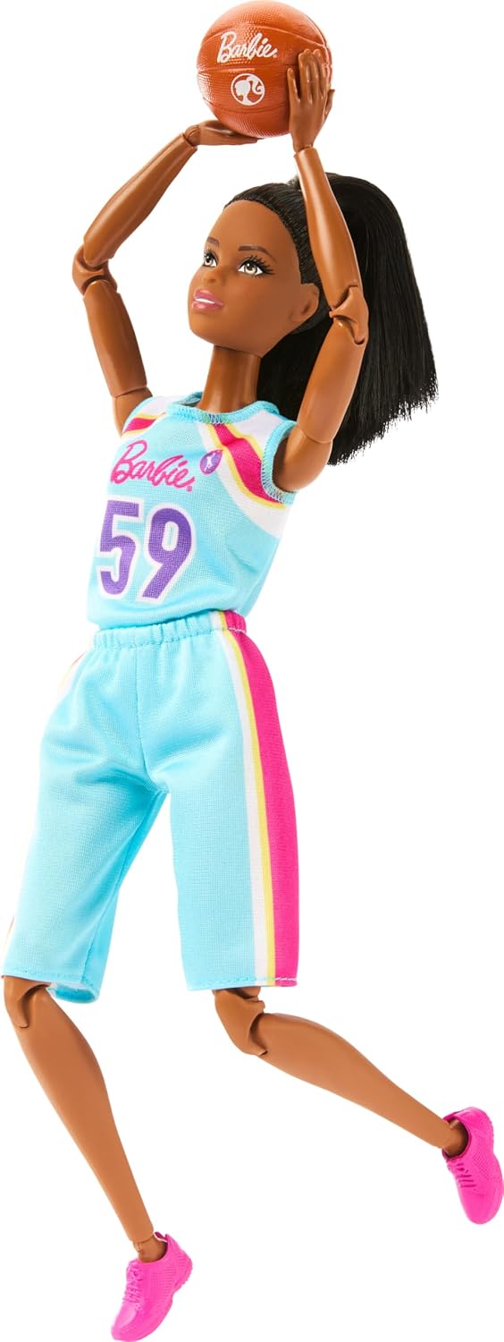 Muñeca Barbie Made to Move y accesorios, jugadora de baloncesto mor...