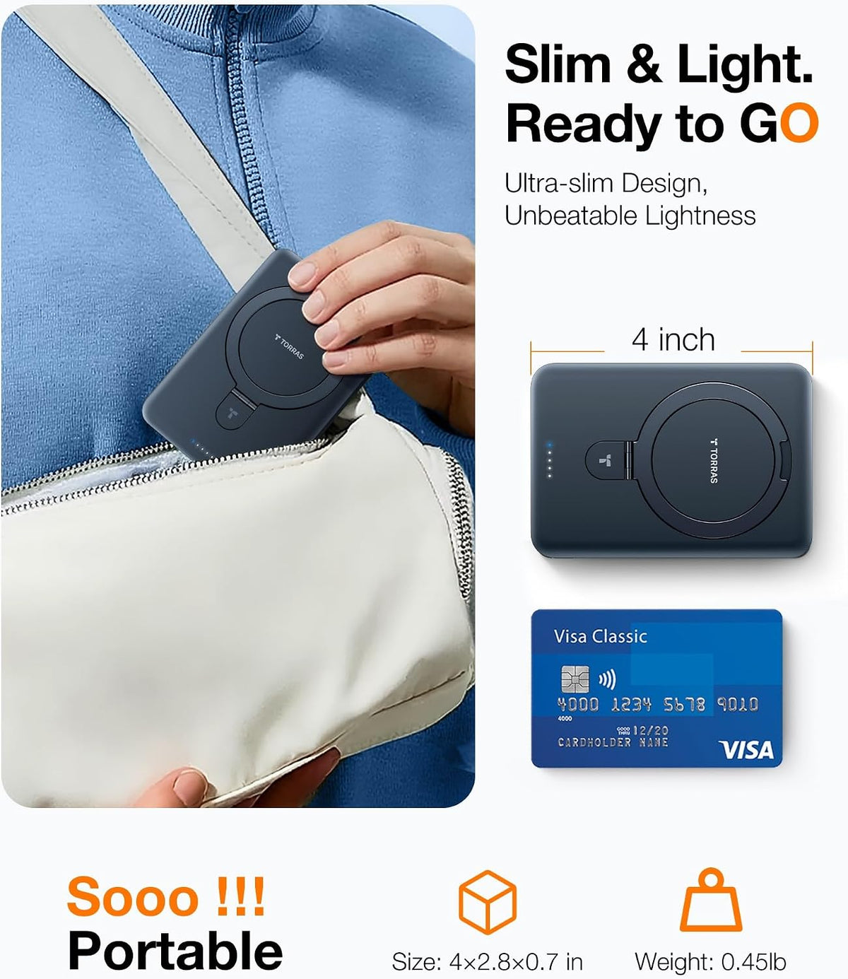 TORRAS - Cargador portátil para iPhone 18 Pro Max, banco de energía...