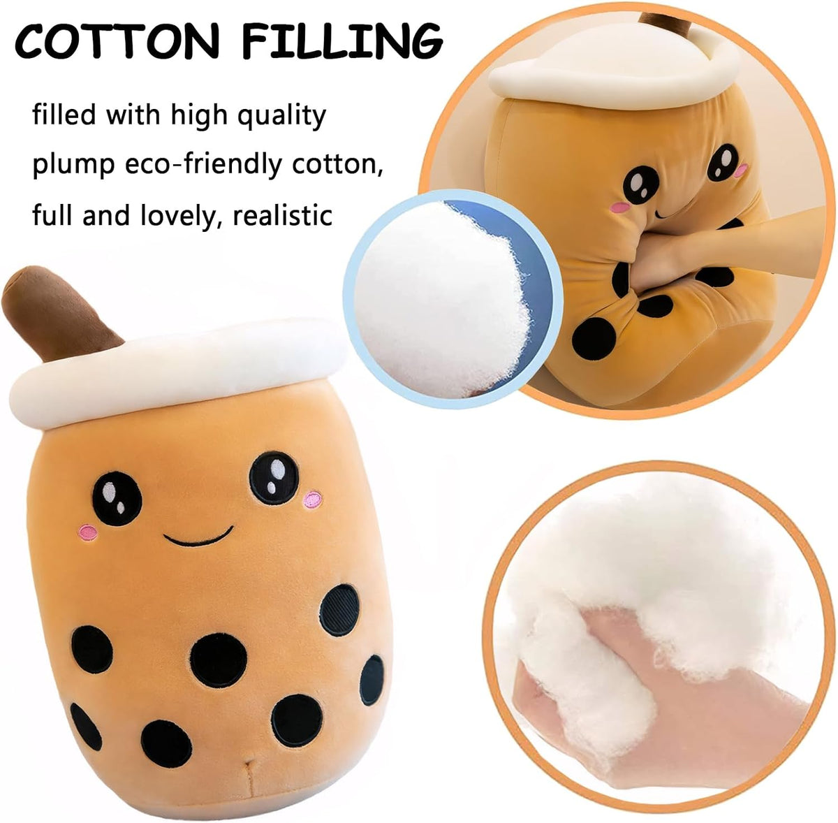 VSFNDB Boba de peluche de peluche con burbujas de té de peluche, ju...