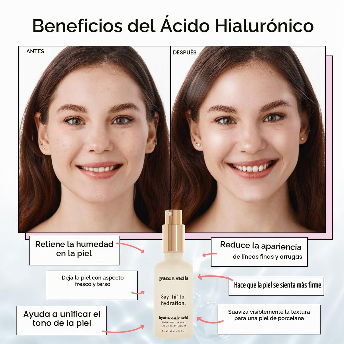 grace &amp; stella Suero de Ácido Hialurónico Premiado (30ml\/1 fl...