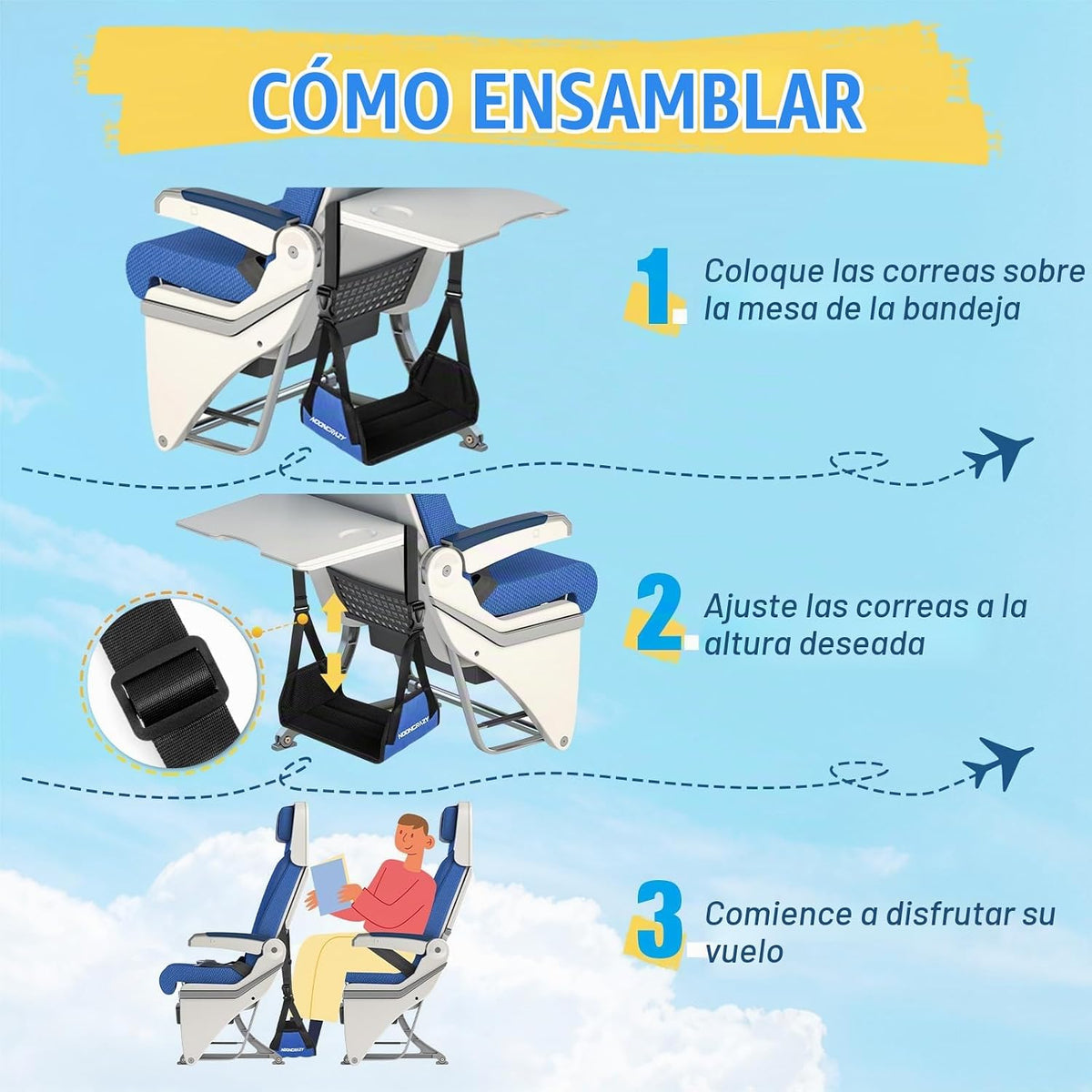Avión Pie Fammock, Ningún Colapso Espesado Plano de Bambú Reposapié...