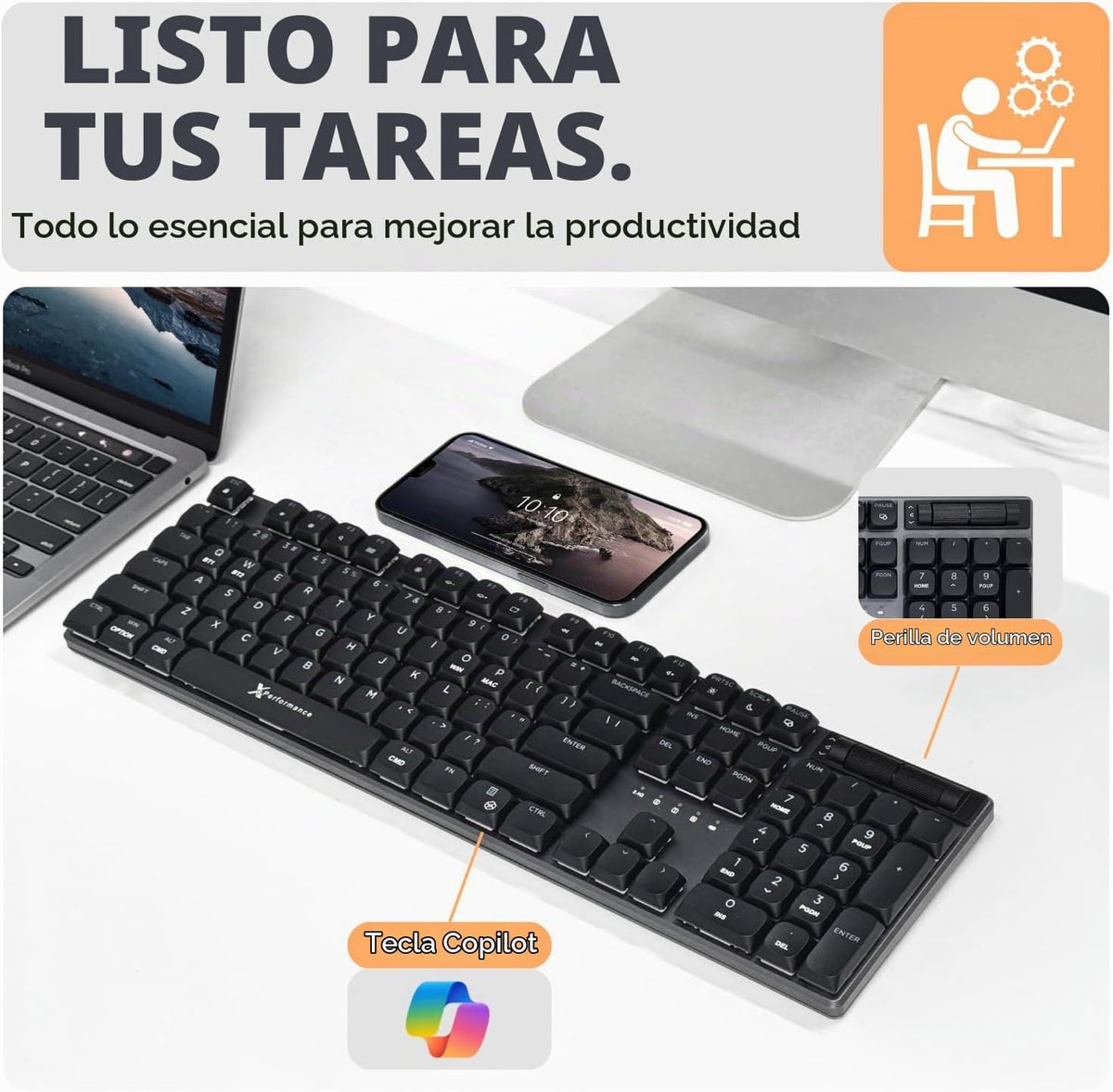 Teclado mecánico delgado X9 inalámbrico \u2013 Interruptores rojos...