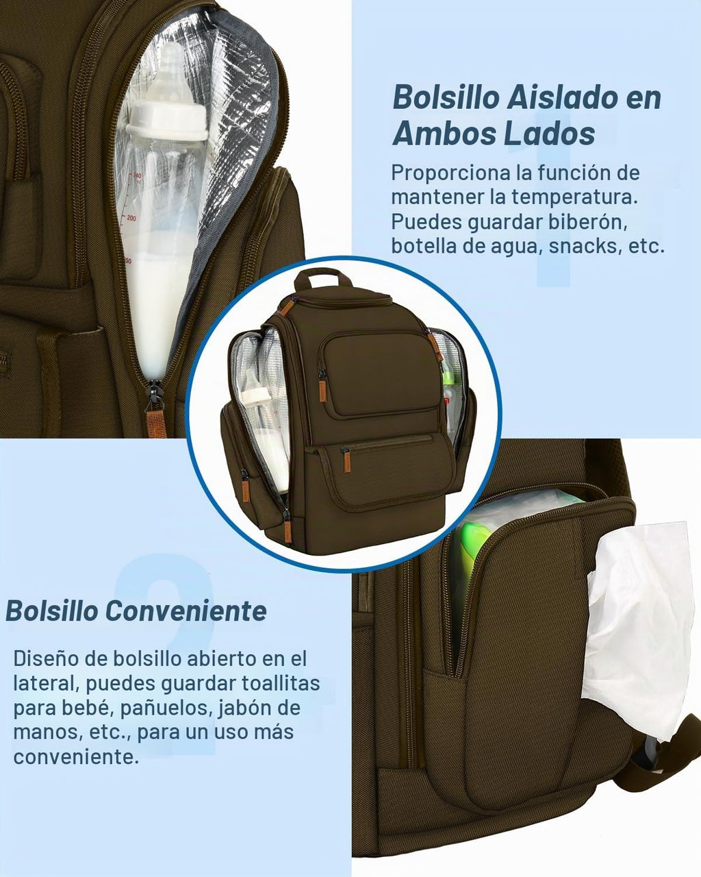Mancro Mochila para pañales, mochila grande multifunción para bebé,...
