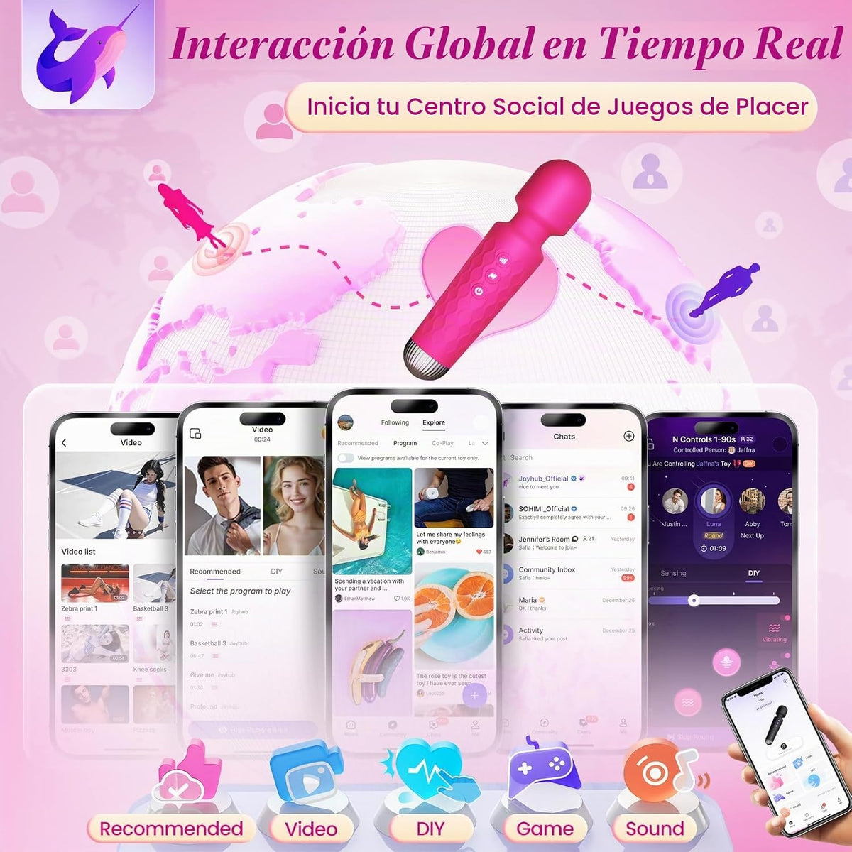 Allovü Vibrador masajeador de varita para mujer, vibrador de clítor...