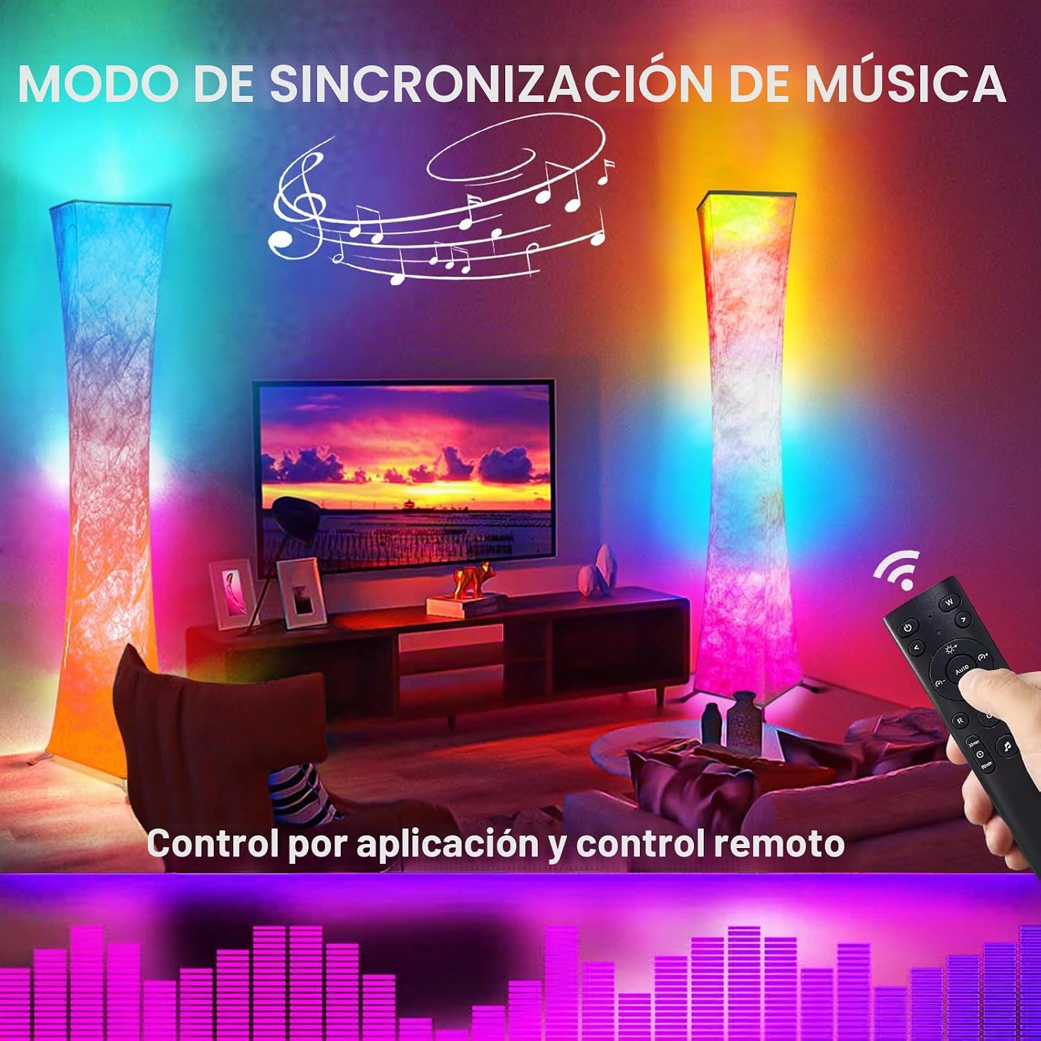 2 lámparas de pie, lámpara de esquina LED RGB inteligente de 61 pul...