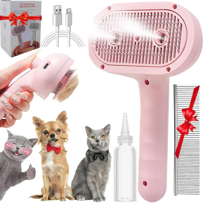 Cepillo de vapor para mascotas para gatos y perros, doble rociador...