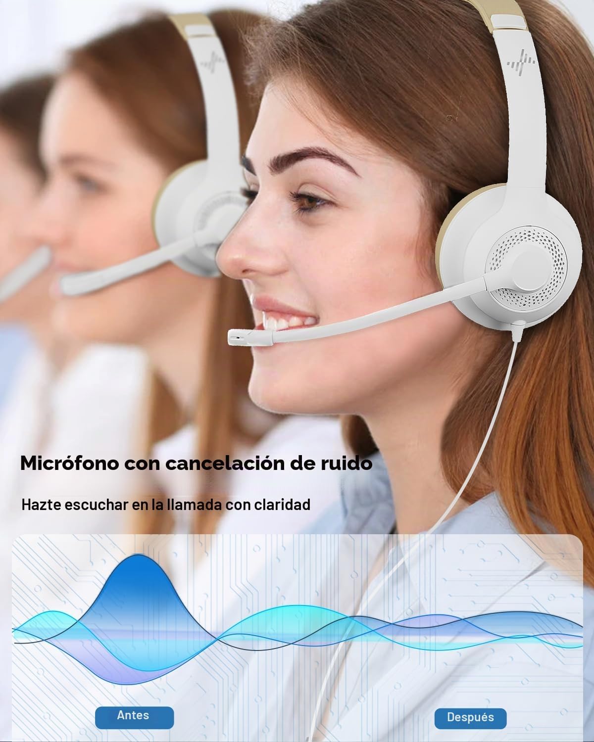 JIAMQISHI Auriculares USB con micrófono para PC, auriculares de dia...