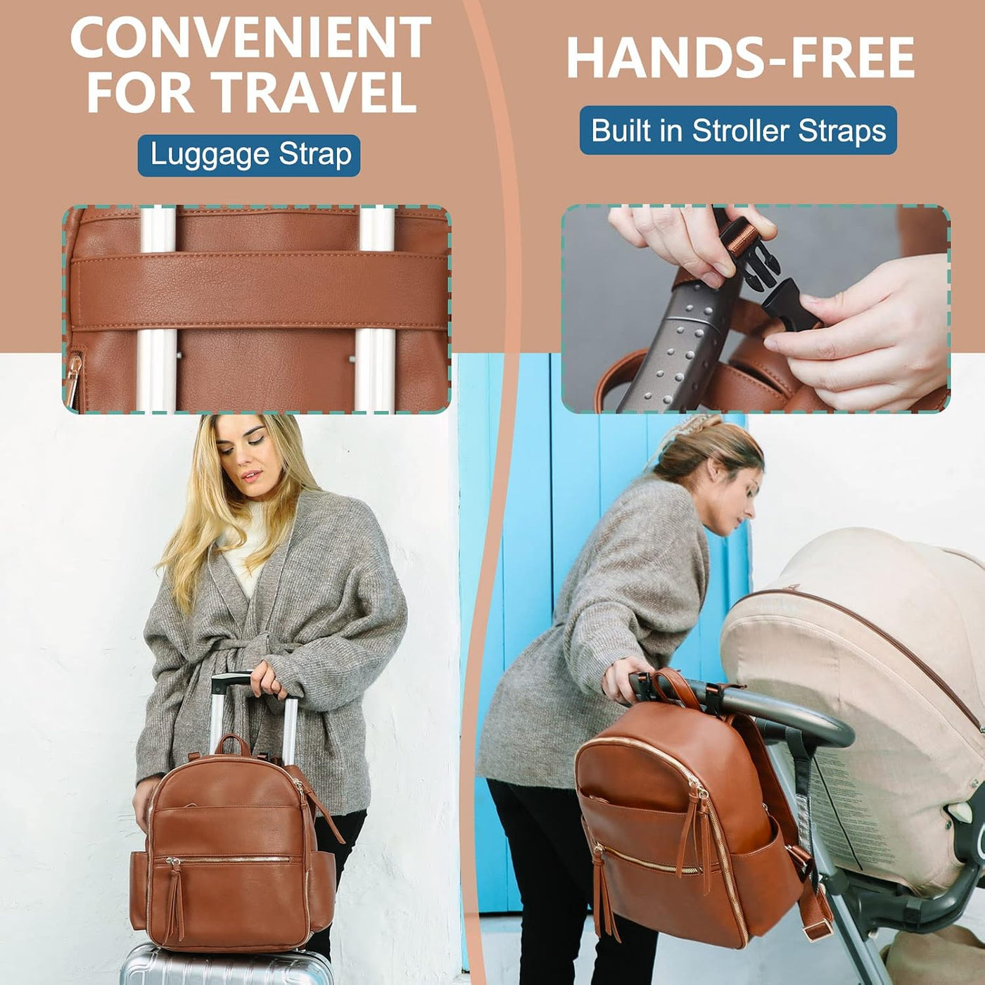 MOMINSIDE Mochila pequeña para pañales, mini bolsa de pañales con 1...