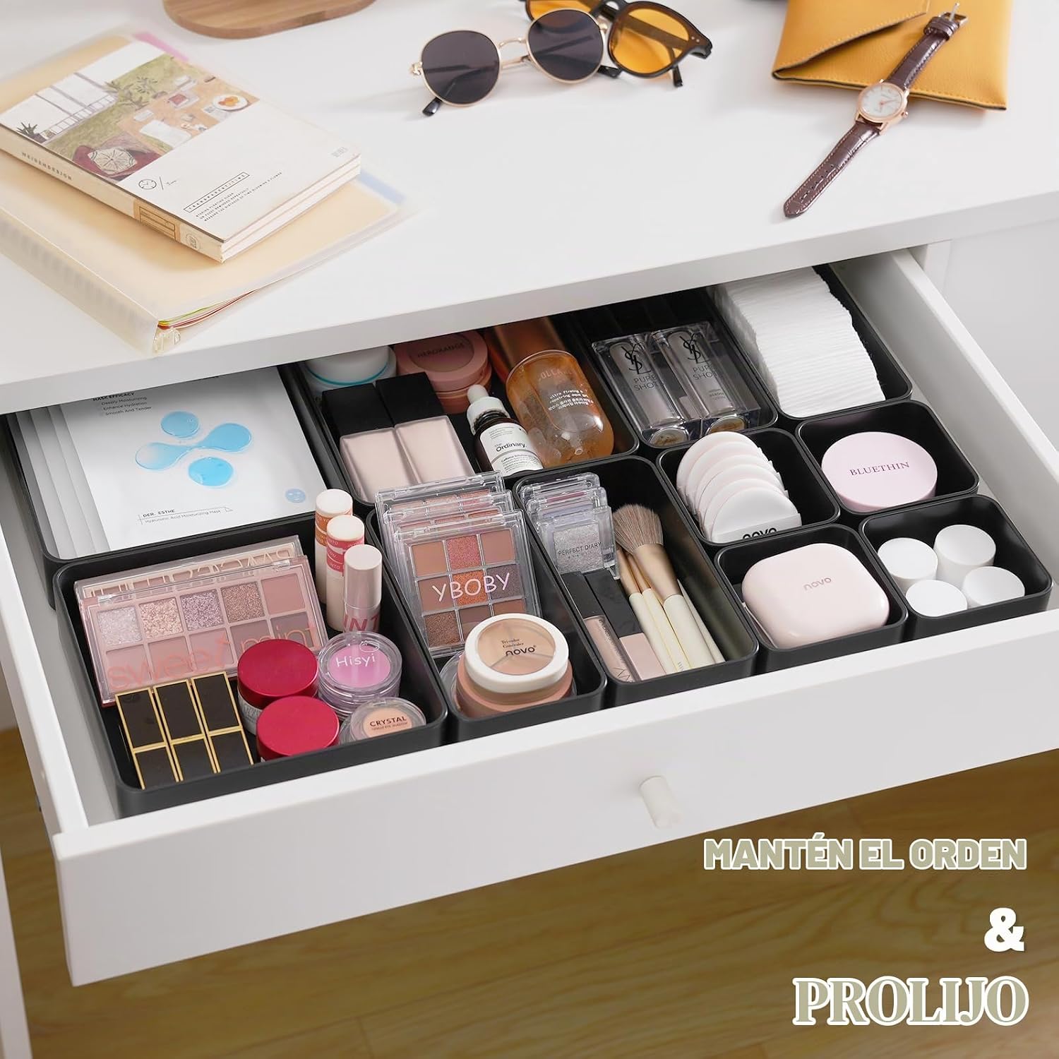 Juego de organizador de cajones apilables de 11 piezas, bandejas or...